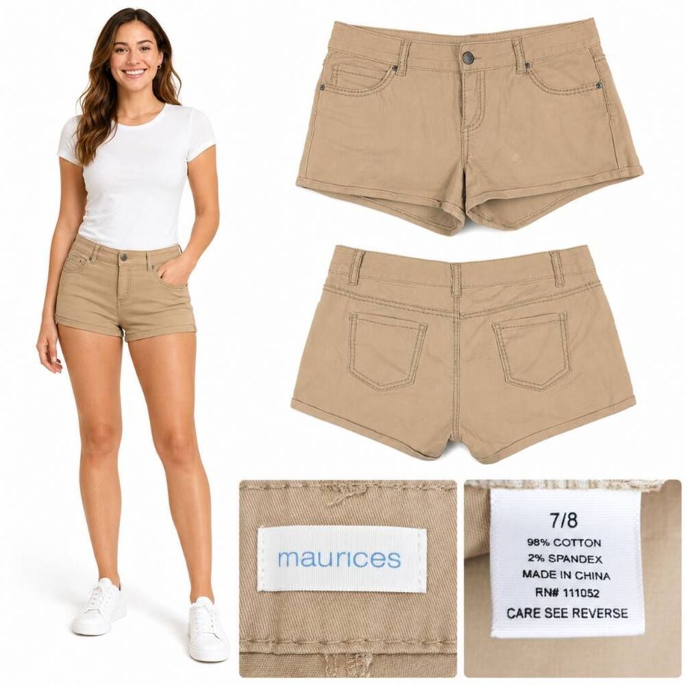 Maurices 7/8 Khaki Stretch Low Rise Short Shorts